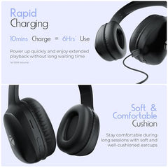 Zebronics Thunder Pro (2026 Upgrade) Wireless Headphones, BT v6.0, Up to 60h Playback, Dual Pairing, 40mm Drivers, ENC, Gaming Mode, Deep Bass, AUX & microSD, Rapid Charging (Black)