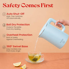 Tesora 1.8L Electric Kettle, 1500W,Stainless Steel Interior, 12 Recipe Book | Electric Water Boiler, Tea Maker, 1500W Fast Boiling, Cool-Touch Body, 360° Base, Auto Shut-Off, Boil-Dry Protection