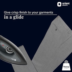 Orient electric Gusto heavy weight Iron for clothes | 1100 Power | Cool touch plastic body | With Wielburger Non-stick coating| 2 Years replacement warranty