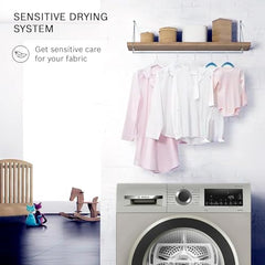 Bosch 9 kg Fully Automatic Front load Condenser Tumble Dryer (2024 Model, WPG24108IN, 5 Drying Options, 14 Programs, Allergy Plus, 100% Drying with 0% Effort, Inbuilt Heater, Silver)