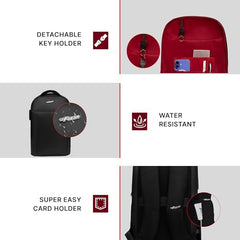 F Gear Kaneki Black 30L Premium Soft Touch Laptop Backpack | Fits 17” Laptop | USB & Type-C Charging, Number Lock, Tablet Sleeve, Hidden Pocket & Luggage Strap | Office & Travel