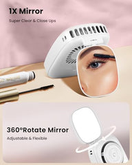 Gaiatop Portable Hand Fan with Makeup Mirror, Cute Camera Design, 3 Speed USB Rechargeable Mini Fan with LED Display, Multifunctional Neck Fan for Camping Travel Outdoor (Red)