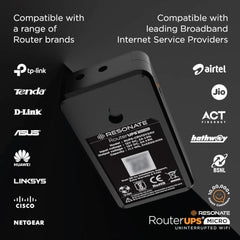 Resonate RouterUPS® Gen2 | Original Router UPS for 12V WiFi Router & Modem (Supports up to 2A) (7800mAh - 95% Longer Power Backup) | Compact Mini UPS with Intelligent Charging (Upto 6 Hrs Internet)