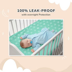 R for Rabbit Waterproof Quick Dry Sheet for Baby | Anti-Piling Fleece Breatheable Fabric Extra Absorbent Instant Dry Baby Bed/Cot Protector Mat (Size-S,Green-Grey,Pack of 2 Combo)