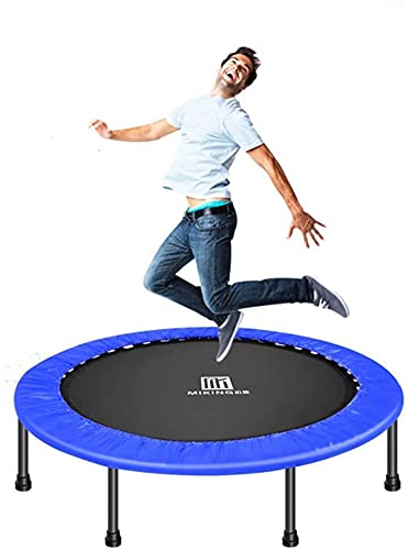 SYGA Small Trampoline for Home Exercises with Padded Safety Cover Cardiovascular Trainer with Bouncing Jumping Fitness Trampoline for Adults and Children External Internal Max 150 Kg, 101x24cm, Black