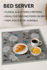 Homerz Premium Bed Server Food Mat Reversible Bed Server, Mattress Protector for Home | Food Mat for Kids, Size 36x36 inch, Double Side use Kitchen, Cupboard, Drawer, Wardrobe (Brown Lotus New)