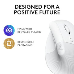 Logitech Lift Vertical Ergonomic Mouse, Wireless, Bluetooth or Logi Bolt USB Receiver, Quiet clicks, 4 Buttons, Compatible with Windows/macOS/iPadOS, Laptop, PC - Graphite