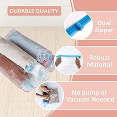 16 Travel Compression Bags Vacuum Packing, Roll Up Travel Space Saver Bags for Luggage, Cruise Ship Essentials (6 Large Roll/6 Medium Roll/4 Small Roll)