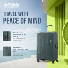 American Tourister 3PC PP Ivy 2.0-8 Wheel, Set (Small + Medium + Large) Hard Suitcase for Travel/Travel Bag with Combination Lock & Smooth Sliding Double Wheel - Black, 55 Cm, 68 Cm, 79 Cm
