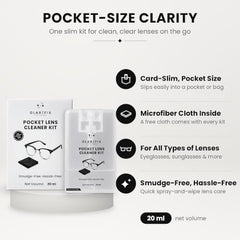 GlareFix Pocket Lens Cleaner Kit, 20 ml, with Microfiber Cloth