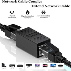 FebSmart RJ45 Coupler - Cat7/Cat6/Cat5e Ethernet Extender | Female to Female LAN Connector for Network Cables, Router, Modem, Gaming, PC & Office Setup (Black)