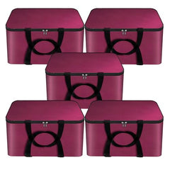 Storite 2 Pack Nylon Wardrobe Bag Underbed Cloth Storage Organizer | Moisture Proof Storage Bag, Storage box for Clothes Saree Bags, Zippered Closure & Handle - Magenta,37x34x23 cm
