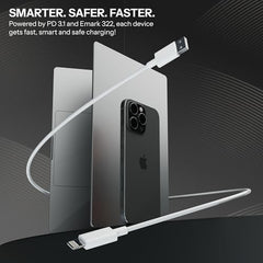 UNBREAKcable Iphone Compatible lightning to USB Fast Charging cable Compatible With iPhone 14/14 Pro/14 Pro Max/13/13 Pro/13 ProMax/12/11/XR/XS/X/8 S, iPad, PD 3.1 High-Speed Data Transfer