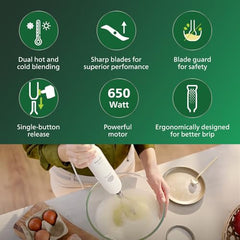 PHILIPS HL1681 Hand Blender, 300W Motor, Rust free steel arm | Easy single trigger operation |Specially designed blades |Ergonomically designed |Wall bracket for storage