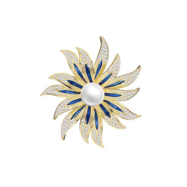 SYGA Brooch Pin Fashion Crystal Rhinestone Jewellery Pin Vintage Clothing Accessories Decoration Pearl Sunflower Brooches For Women- S235