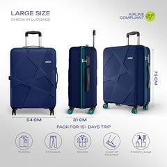 Safari Polypropylene Spinner Pentagon Pro 8 Wheels Set Of 3 (Cabin + Medium + Large) Trolley Bags, Hard Case, 360º Wheeling Luggage, Suitcase For Travel, Navy, 55, 65, 75 cm