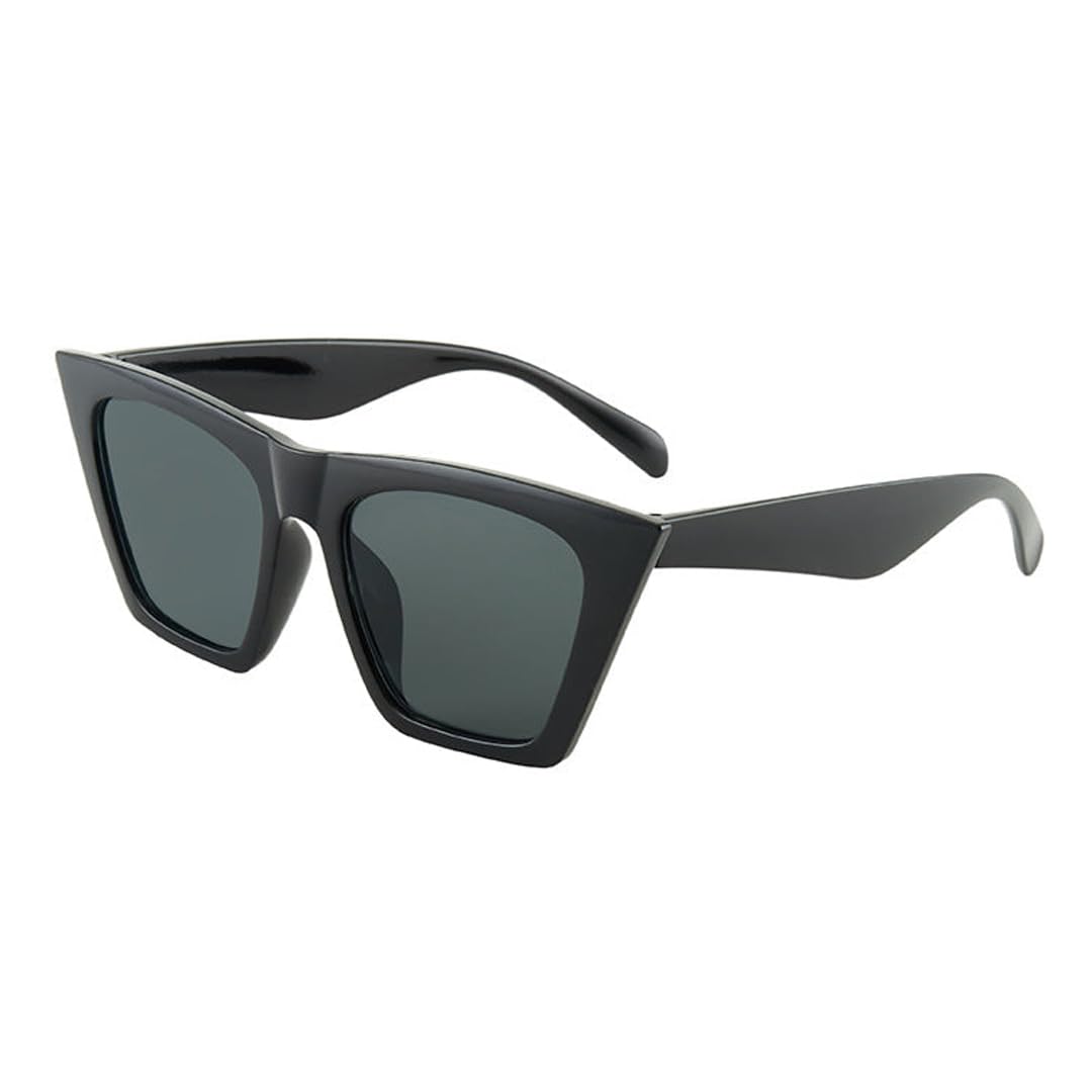 SYGA Square Cat Eye Sunglasses for Women Fashion Oversize Cateye Classic Women Sunglasses (Black)