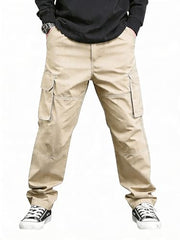 Lymio Men Mid Rise Regular Fit Cotton Cargo Pants (Cargo-46-Grey-S)