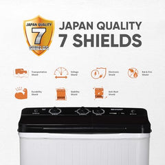 SHARP 9.0 kg, 5 star, Semi-Automatic Top Loading Washing Machine with HydroBlast Wash, Quadroniq Pulsator, 1300 RPM (ES-SD90NB-PR, Ruby Red, Pure Wave)