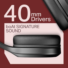 boAt Rockerz 412, 60H Battery, 40Mm Drivers, 40Ms Low Latency, ENx Tech, Stream Ad Free Music via App Support, Bluetooth Headphones, Wireless Over Ear Headphone with Mic (Active Black)