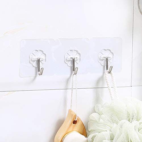 SYGA Set of 4 Transparent Self Adhesive Three Hook Multipurpose Hanger