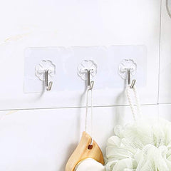 SYGA Set of 4 Transparent Self Adhesive Three Hook Multipurpose Hanger