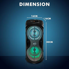 Target TT-BSM-444 Dual 4-inch Driver, Portable Rechargeable Bluetooth Speaker with RGB Light, Wired Karaoke Mic, TF Card, USB, AUX, C Type Charging Port, 50W, Black