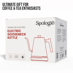 Sipologie Precision Electric Gooseneck Kettle 1000ml | 1°C Adjustable Temperature 40-100°C | Keep Warm | 304 Stainless Steel, No Plastic Contact | Pour Over Coffee & Tea | 1200W | 1 Year Warranty