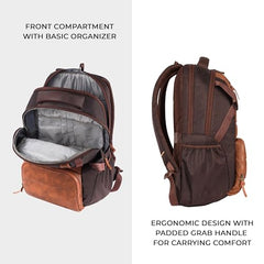 Gear Aspire 3 19"/35L Large Faux Leather Water Resistant Laptop Backpack | Casual Backpack | Daypack | Travel Backpack | College Bag For Men/Women (Brown - Brown)
