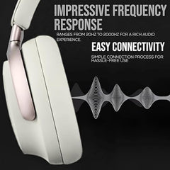 GameSir Newly Launches Echo Plus: Premium Over-Ear Wireless Bluetooth Headphones Deep Bass, Passive Noise Cancellation, Built-in Mic,5 Hours of Music & Talk Time, for Adults Men & Women (White)