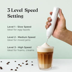 Salt AeroWhisk Classic Rechargeable Milk Frother | 3 Speed Modes | Egg Beater and Milk Frother Attachment | Powerful Motor with Long Lasting Battery, Green