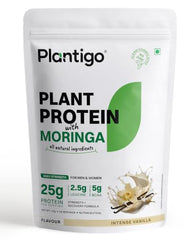 Plantigo Plant Protein Powder with Moringa Superfood | 25g Protein, 5g BCAA, 2.5g Leucine, Digestive Enzymes | 3rd Party Lab Tested | Lush Mango Flavor - Travel Pouch