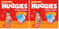 Huggies Comfy Pants Baby Diaper, Large (L) Size (9-14 Kgs), Pack of 192 (96 count, Pack of 2)