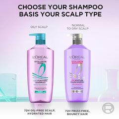 L'Oreal Paris Hyaluron Moisture Shampoo Refill - Hyaluronic Acid, 500ml | 500ml refill for dry, dehydrated hair. Provides 72 hours hydration, leaving hair soft, shiny, & bouncy. Ideal for daily wash.