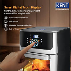 KENT Digital Air Fryer 5L | 1400W | Bake, Grill & Roast | Up to 80% Less Oil Usage | 8 Preset Menu | Rapid Heat Circulation | Digital Display & Touch Control Panel | Glass Window with in built Light