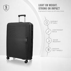 HRX Parabola 3-Piece Luggage Set Intergallcatic Grey Polypropylene Hard Shell Suitcase Set - Premium Travel Trolley Bags with 8 Spinner Wheels, Number Lock & Water Resistant Body