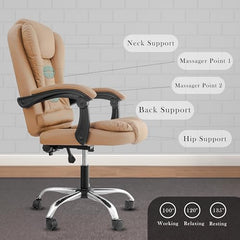 Casa Haus Italia Premium Leatherette Office Chair for Work | Boss Chair, Ergonomic Executive, Luxurious Cushioned Arms & Seat, 2 Point Back Massager, Heavy Duty Metal Base (Burgundy)