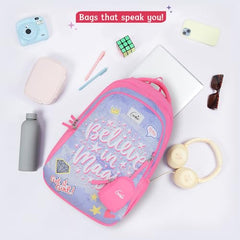 Genie Elsie School Backpack For Girls |19 In-36 Ltr with Laptop Sleeve, Rain Cover and Three Compartments with Padded Shoulders |Best for Books,Stationery,Lunch Box & Essentials - Lavendar,Multicolor