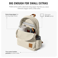 DailyObjects Pedal Everyday Casual Laptop Backpack (16L) Fits Upto 14 Inch Laptop, Unisex Travel Backpack Durable Canvas Material, Zippered Compartments With Pockets (Beige)