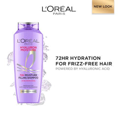L'Oreal Paris Hyaluron Moisture Shampoo Refill - Hyaluronic Acid, 500ml | 500ml refill for dry, dehydrated hair. Provides 72 hours hydration, leaving hair soft, shiny, & bouncy. Ideal for daily wash.