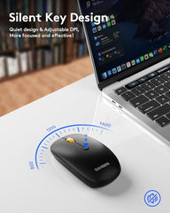 Samsers Foldable Keyboard&Mouse, Samsers Folding Bluetooth Keyboard Mouse Combo, 2.4G + BT5.0 x 2, Full-Size Portable Travel Keyboard & USB-C Rechargeable Wireless Mouse for iOS Android Windows Mac OS