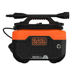 BLACK+DECKER BEPW1600 1300W 1600 PSI 110 Bar Pressure Washer for Car, Bike, Home & Garden Cleaning Use with Multiple Accessories Included, 1 Year Warranty, Orange & Black