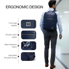 Impulse Empower Elite Laptop Backpack for Men & Women | 25L Polyester School & College Bag | USB Charging Port | Padded Laptop Sleeve | Multiple Pockets with Bottle Holder | Black