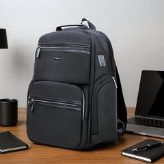 ICON The Overnighter Laptop Backpack 30L | Durable Oxford Fabric, Fits 15.6" Laptops | USB Charging Port, Luggage Sleeve | Water-Resistant, Multipurpose Unisex Bag for Short Trips - Blue.