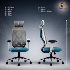 Oakcraft Hurricane Premium Ergonomic Office Chair | Dynamic 2D Lumbar Support | High-Back Executive Chair for Office, Home & Workstation