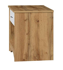 DeckUp Plank Bei Engineered Wood Bed Side Table and End Table (Walnut and White, Matte Finish)