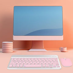 GOGARA Bluetooth Keyboard and Mouse Combo, Qwert Layout, Light Blue Universal Ultra-Slim, Wireless, Android Windows iPad iPhone Samsung Tablet, Portable Compact