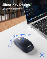 Samsers Foldable Keyboard&Mouse, Samsers Folding Bluetooth Keyboard Mouse Combo, 2.4G + BT5.0 x 2, Full-Size Portable Travel Keyboard & USB-C Rechargeable Wireless Mouse for iOS Android Windows Mac OS