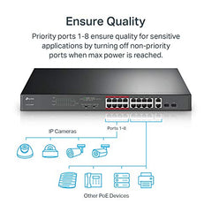 TP-Link 11 Port Unmanaged PoE+ Switch, 124W, Fanless, 8×FE+3GE(TL-SL1311MP)