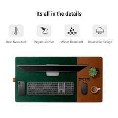 DailyObjects Large Premium Vegan Leather Desk Mat|Anti-Skid|Anti-Slip|85*45cm|Reversible Desk spread Turf Desk/Laptop Mat for Work from Home/Office/Gaming- Extended mouse pad and keyboard desk pad-Tan